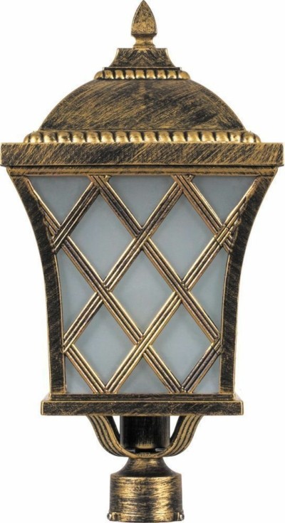 Светильник садово-парковый Feron PL4065 четырехгранный на столб 100Вт E27 230В черное золото