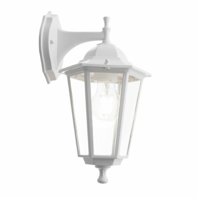 Светильник садово-парковый Feron 6102/PL6102 шестигранный на стену вниз 60Вт E27 230В белый