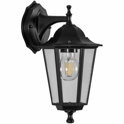 Светильник садово-парковый Feron 6202/PL6202 шестигранный на стену вниз 100Вт E27 230В черный