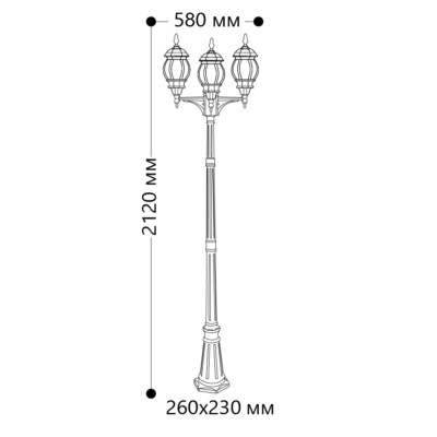 Светильник садово-парковый Feron 8115/PL8115 столб 3x100Вт E27 230В белый — изображение 8