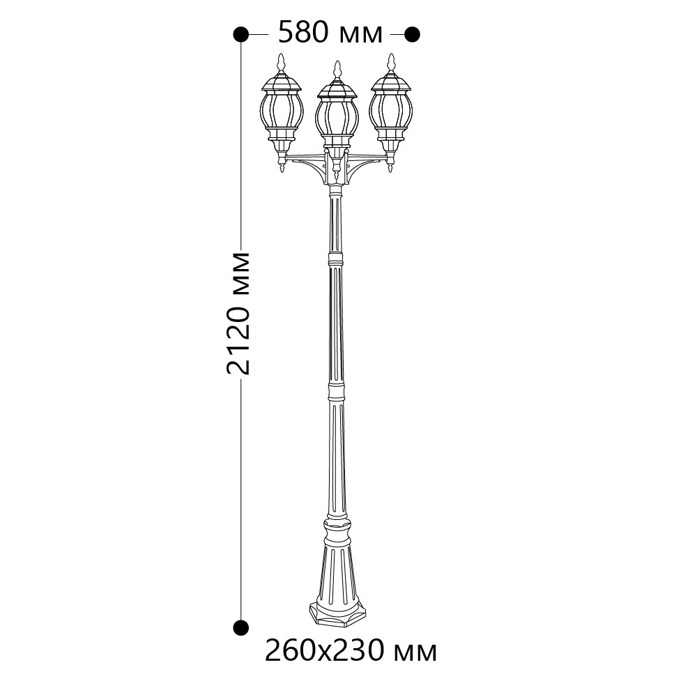 Светильник садово-парковый Feron 8115/PL8115 столб 3x100Вт E27 230В белый — изображение 8