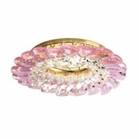 Светильник потолочный MR16 G5.3 с прозрачным-розовым стеклом золото с лампой CD2313