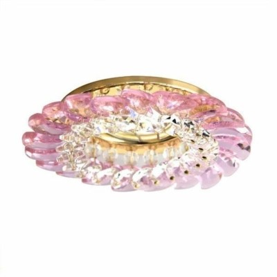 Светильник потолочный MR16 G5.3 с прозрачным-розовым стеклом золото с лампой CD2313