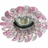 Светильник потолочный MR16 G5.3 с прозрачным-розовым стеклом хром с лампой CD2316