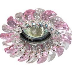 Светильник потолочный MR16 G5.3 с прозрачным-розовым стеклом хром с лампой CD2316