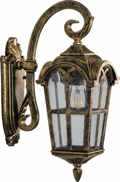 Светильник садово-парковый Feron PL103 четырехгранный на стену вниз 60Вт 230В E27 черное золото