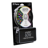 Лента светодиодная Feron LS606 готовый комплект 3м 60SMD(5050)/м 14.4Вт/м IP20 12V RGB