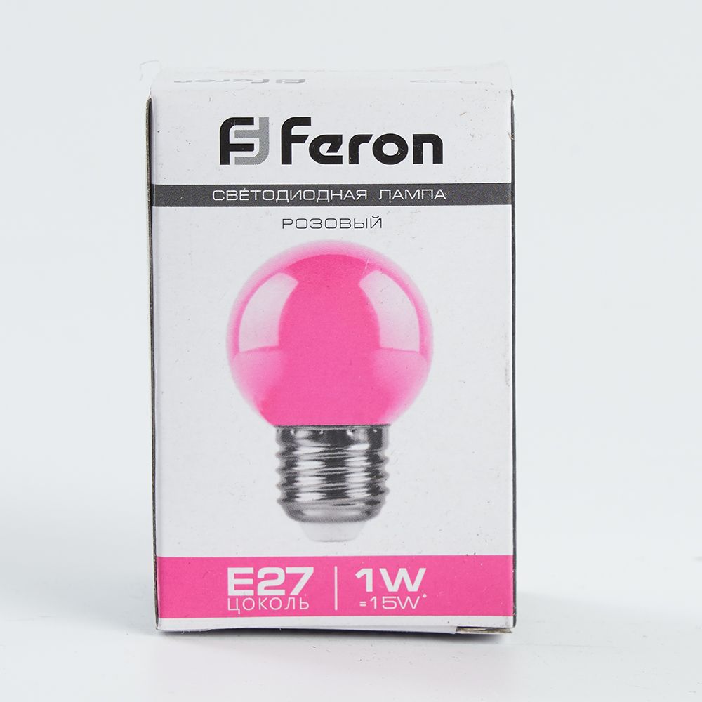 Лампа СДЛ Feron LB-37 Шарик E27 1W розовый — изображение 2