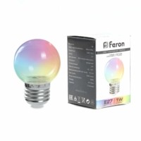 Лампа СДЛ Feron LB-37 Шарик прозрачный E27 1W RGB быстрая смена цвета