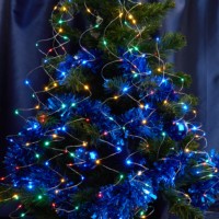 Светодиодная гирлянда Feron CL53 2м + 1м мультиколор,статичная с питанием от батареек прозрачный шнур