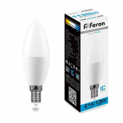 Лампа СДЛ Feron LB-970 Свеча E14 13W 6400K