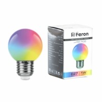 Лампа СДЛ Feron LB-37 Шарик матовый E27 1W RGB плавная сменая цвета