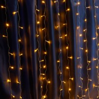 Светодиодная гирлянда Feron CL18 занавес статчиная 1,5*1,5м + 3м 230V желтый c питанием от сети прозрачный шнур