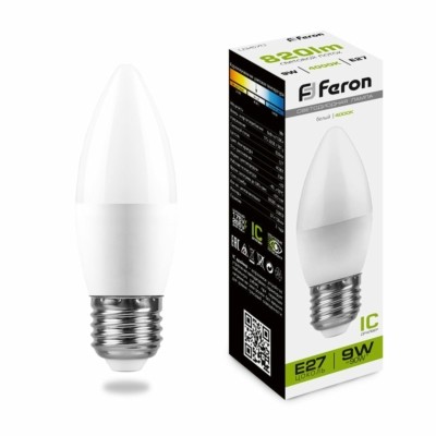 Лампа СДЛ Feron LB-570 Свеча E27 9W 4000K