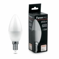 Лампа СДЛ Feron.PRO LB-1307 Свеча E14 7.5W 4000K