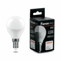 Лампа СДЛ Feron.PRO LB-1406 Шарик E14 6W 2700K
