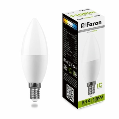 Лампа СДЛ Feron LB-970 Свеча E14 13W 4000K
