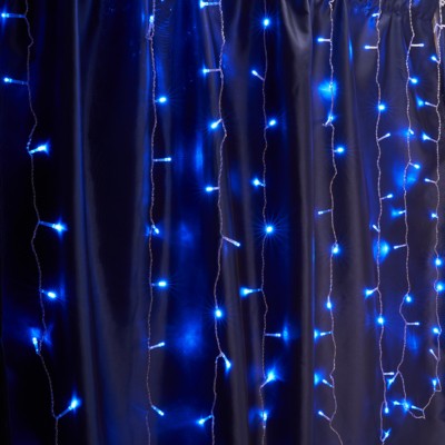 Светодиодная гирлянда Feron CL24 занавес,статичная 3*3м + 3м 230V синий c питанием от сети прозрачный шнур