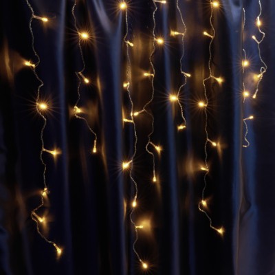 Светодиодная гирлянда Feron CL23 бахрома статичная 5,3м*0,8м + 3м 230V желтый c питанием от сети прозрачный шнур