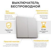 Кнопка-выключатель беспроводной Feron TM82 230V 500W 2кл. серебро