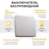 Кнопка-выключатель беспроводной Feron TM81 230V 500W 1кл. серебро