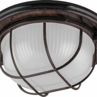 Светильник накладной IP54 220В 60Вт Е27 дерево орех круг с решеткой НБО 03-60-022