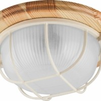 Светильник накладной IP54 220В 60Вт Е27 дерево клен круг с решеткой НБО 03-60-012