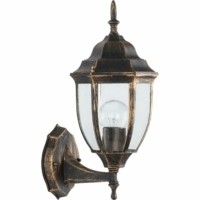 Светильник садово-парковый Feron PL6001 шестигранный на стену вверх 60Вт E27 230В черное золото