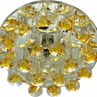 Светильник встраиваемый с разноцветной LED подсветкой Feron 1550 JCD9 прозрачно-желтый