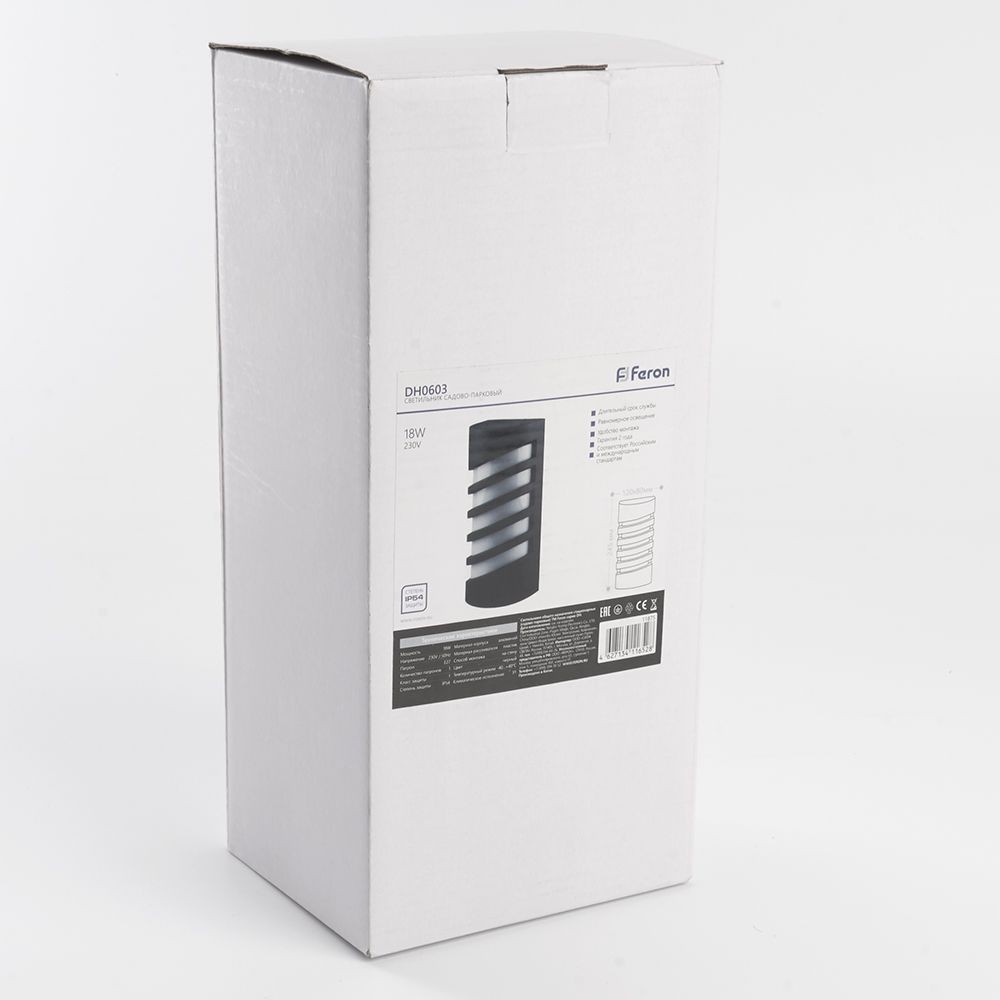 Светильник садово-парковый Feron DH0603,на стену E27 230V черный — изображение 3