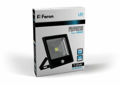 Прожектор светодиодный Feron с встроенным датчиком LL-860 IP65 10W 6400K — изображение 2