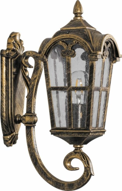 Светильник садово-парковый Feron PL102 четырехгранный на стену вверх 60Вт 230В E27 черное золото