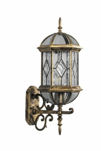 Светильник садово-парковый Feron PL130 шестигранный на стену вверх 60Вт E27 230В черное золото