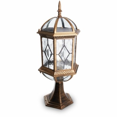 Светильник садово-парковый Feron PL171 шестигранный на постамент 60Вт E27 230В черное золото