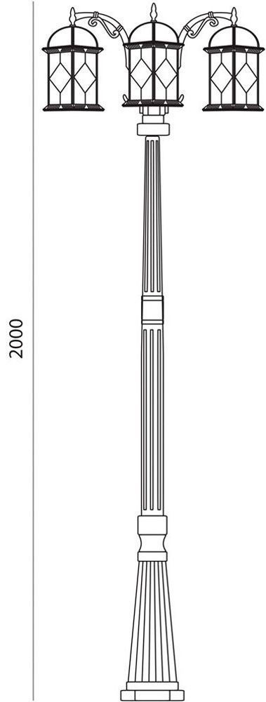 Светильник садово-парковый Feron PL178 столб шестигранный 3x60Вт E27 230В черное золото — изображение 2