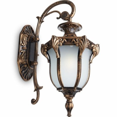 Светильник садово-парковый Feron PL4042 шестигранный на стену вниз 60Вт 230В E27 черное золото