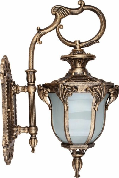 Светильник садово-парковый Feron PL4052 шестигранный на стену вниз 60Вт 230В E27 черное золото