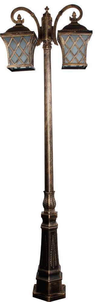 Светильник садово-парковый Feron PL4068 столб четырехгранный 2×60Вт E27 230В черное золото