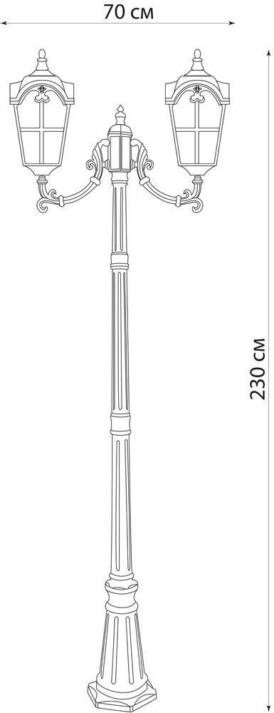 Светильник садово-парковый Feron PL5109 столб четырехгранный 2x100Вт 230В E27 черное золото — изображение 2