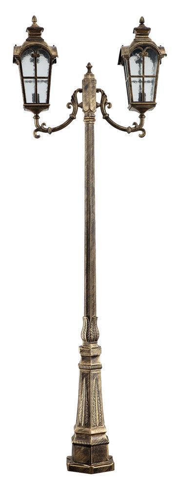 Светильник садово-парковый Feron PL5109 столб четырехгранный 2×100Вт 230В E27 черное золото