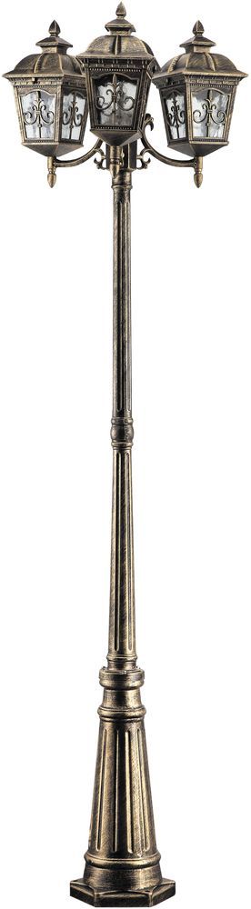 Светильник садово-парковый Feron PL4099 столб четырехгранный 3×60Вт E27 230В черное золото