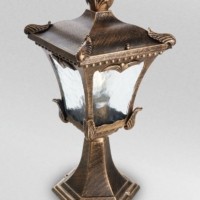 Светильник садово-парковый Feron 2003M четырехгранный на постамент 60Вт E27 230В черное золото