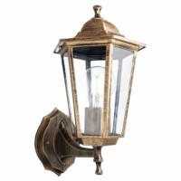 Светильник садово-парковый Feron 6101/PL6101 шестигранный на стену вверх 60Вт E27 230В черное золото