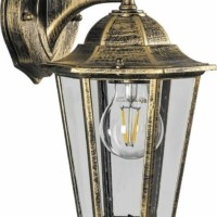 Светильник садово-парковый Feron 6202/PL6202 шестигранный на стену вниз 100Вт E27 230В черное золото