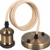 Патрон Feron LH128 со шнуром 1м 230V E27 чёрныйое золото