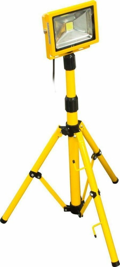 Прожектор светодиодный квадратный на штативе 1LED*20W-дневной (6500К) 230V желтый (IP65) 800*840*1840мм (голова) LL-262