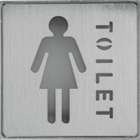 Светильник аккумуляторный 1 LED/1W 230V AC “Туалет женский” красный 110*110*20 mm серебристый EL54