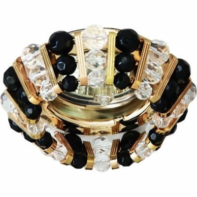 Светильник потолочный MR16 G5.3 с прозрачным и черным стеклом золото с лампой CD2121