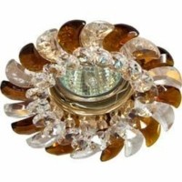 Светильник потолочный MR16 G5.3 с прозрачным-коричневым стеклом золото с лампой CD2316