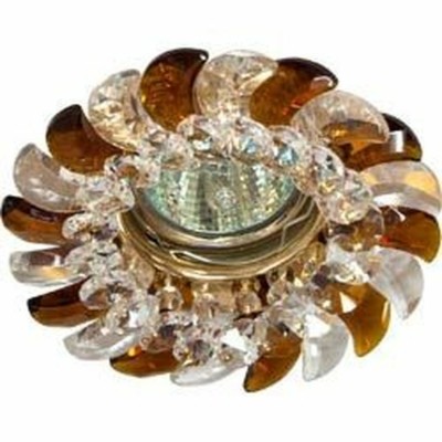 Светильник потолочный MR16 G5.3 с прозрачным-коричневым стеклом золото с лампой CD2316